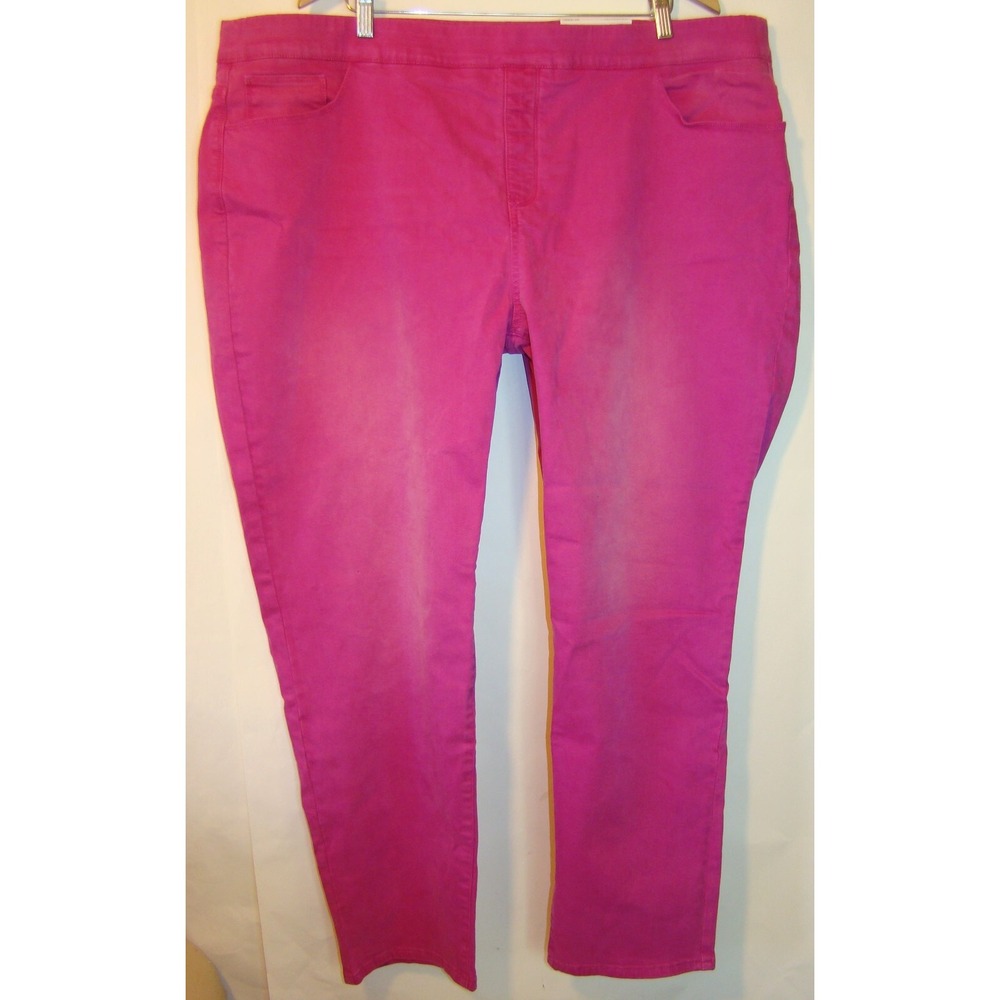 NWT Soft Surroundings Womens Plus Pink Stretch Pull-On Jeggings Jeans 3X   D113